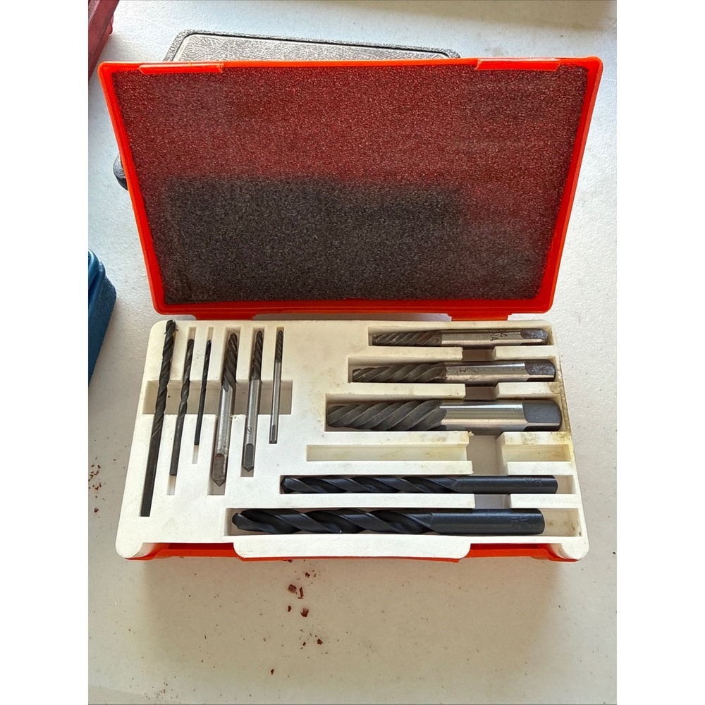 Pittsburgh Forge 12 Piece Rigid Screw Extractor Set 40349 Drill Bits Case